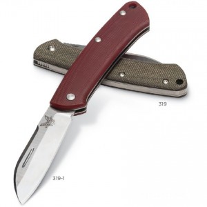 Benchmade Proper Slipjoint Folding Knife 2.86" Satin S30V Sheepsfoot Blade, Contoured Red G10 Handles - 319-1 for Sale