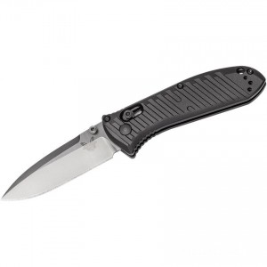 Benchmade Mini Presidio II Folding Knife 3.2" S30V Satin Plain Blade, Milled Black Aluminum Handles - 575 for Sale