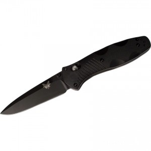 Benchmade Barrage AXIS-Assisted Folding Knife 3.6" Black Plain Blade, Black Valox Handles - 580BK for Sale