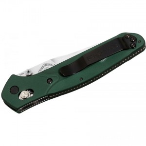 Benchmade 940S Osborne Folding Knife 3.4" S30V Satin Combo Blade, Green Aluminum Handles for Sale