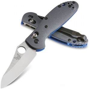 Benchmade Mini Griptilian AXIS Lock Folding Knife 2.91" CPM-20CV Satin Sheepsfoot Plain Blade, Gray G10 Handles - 555-1 for Sale