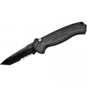 Benchmade AFO II AUTO Folding Knife 3.56" Black Combo Tanto Blade, Aluminum Handles - 9052SBK for Sale