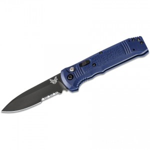 Benchmade 4400SBK-1 Casbah AUTO Folding Knife 3.4" Black S30V Drop Point Combo Blade, Blue Textured Grivory Handles for Sale