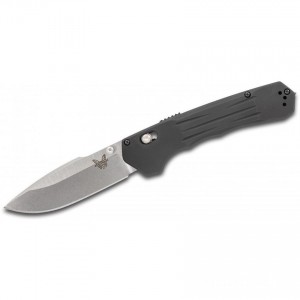 Benchmade 407 Vallation AXIS-Assist Folding Knife 3.70" CPM-S30V Stonewashed Plain Blade, Black Aluminum Handles for Sale