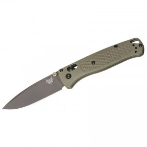 Benchmade Bugout AXIS Folding Knife 3.24" S30V Smoked Gray Plain Blade, Ranger Green Grivory Handles - 535GRY-1 for Sale
