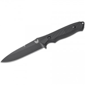 Genuine Benchmade Nimravus Fixed 4.5" Plain Blade, Black Aluminum Handles, Black Sheath - 140BK