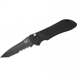 Limited Sale Benchmade AUTO Stryker Folding Knife 3.6" Black Combo Tanto Blade, Aluminum Handles - 9101SBK