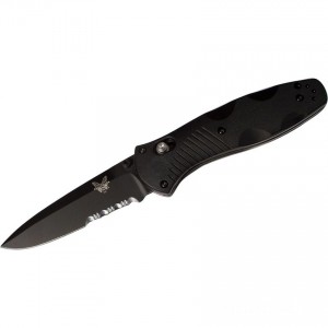 Limited Sale Benchmade 580SBK Barrage AXIS-Assisted Folding Knife 3.6" Black Combo Blade, Black Valox Handles