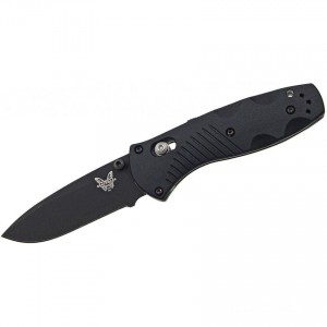 Limited Sale Benchmade 585BK Mini-Barrage AXIS-Assisted Folding Knife 2.91" Black Plain Blade, Black Valox Handles