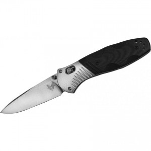 Genuine Benchmade Barrage AXIS-Assisted Folding Knife 3.6" M390 Satin Plain Blade, Black G10 and Aluminum Handles - 581