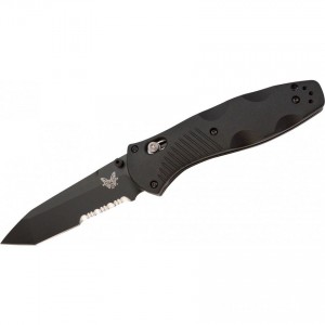 Limited Sale Benchmade Barrage AXIS-Assisted Folding Knife 3.6" Black Tanto Combo Blade, Black Valox Handles - 583SBK