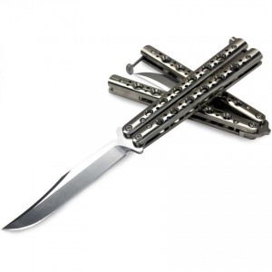Limited Sale Benchmade 63 Balisong Butterfly 4.25" Bowie Blade, Stainless Steel Handles, T-Latch