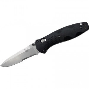 Limited Sale Benchmade 580S Barrage AXIS-Assisted Folding Knife 3.6" Satin Combo Blade, Black Valox Handles