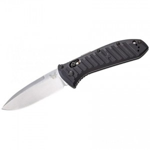 Limited Sale Benchmade 5700 Presidio AUTO Folding Knife 3.72" Satin S30V Drop Point Blade, Milled Black Aluminum Handles