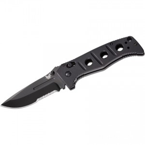 Clearance Benchmade 275SBK Adamas Folding Knife 3.82" Black D2 Combo Blade, Black G10 Handles