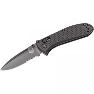 Clearance Benchmade 575SBK Mini Presidio II Folding Knife 3.2" S30V Black Combo Blade, Milled Black Aluminum Handles