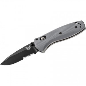 Clearance Benchmade 585SBK-2 Mini Barrage AXIS Assisted Folding Knife 2.91" S30V Black Combo Blade, Gray G10 Handles