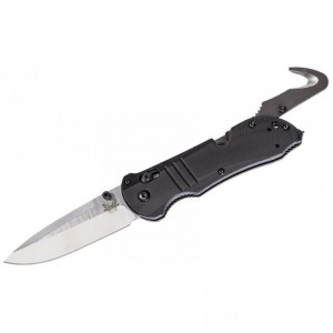 Benchmade Tactical Triage Rescue Folding Knife 3.48" S30V Satin Plain Blade, Black G10 Handles, Safety Cutter, Glass Breaker - 917 Discounted