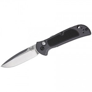 Benchmade Mini Coalition AUTO Folding Knife 2.87" S30V Satin Plain Blade, Gray Aluminum Handles with Black G10 Inlays - 9750 Discounted