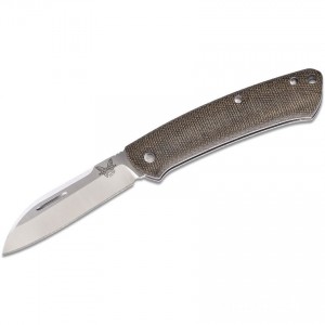 Benchmade 319 Proper Slipjoint Folding Knife 2.86" Satin S30V Sheepsfoot Blade, Green Canvas Micarta Handles Discounted