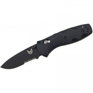 Benchmade 585SBK Mini-Barrage AXIS-Assisted Folding Knife 2.91" Black Combo Blade, Black Valox Handles Discounted